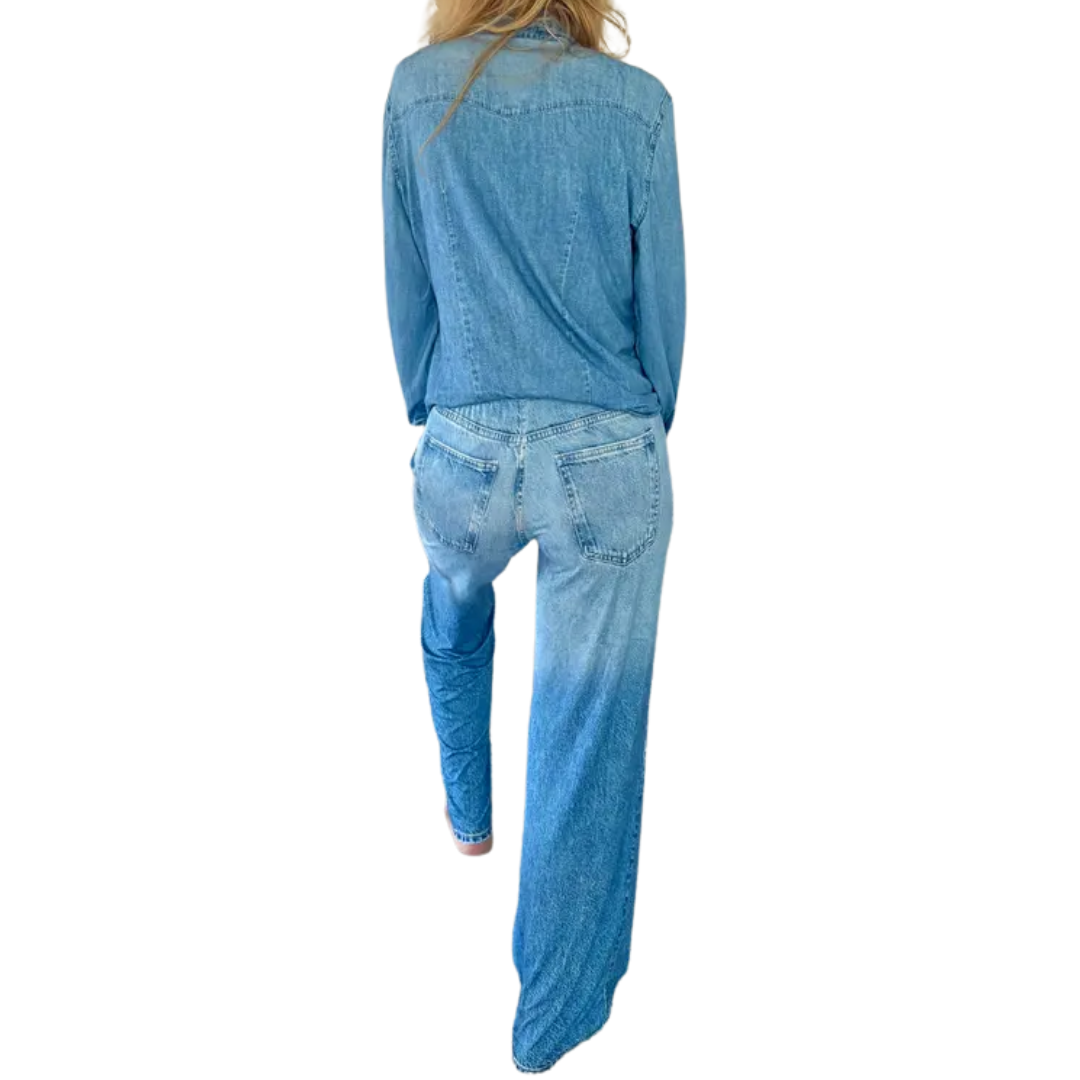 DEMI™ – Soft Denim-Print Lounge Pajama Set