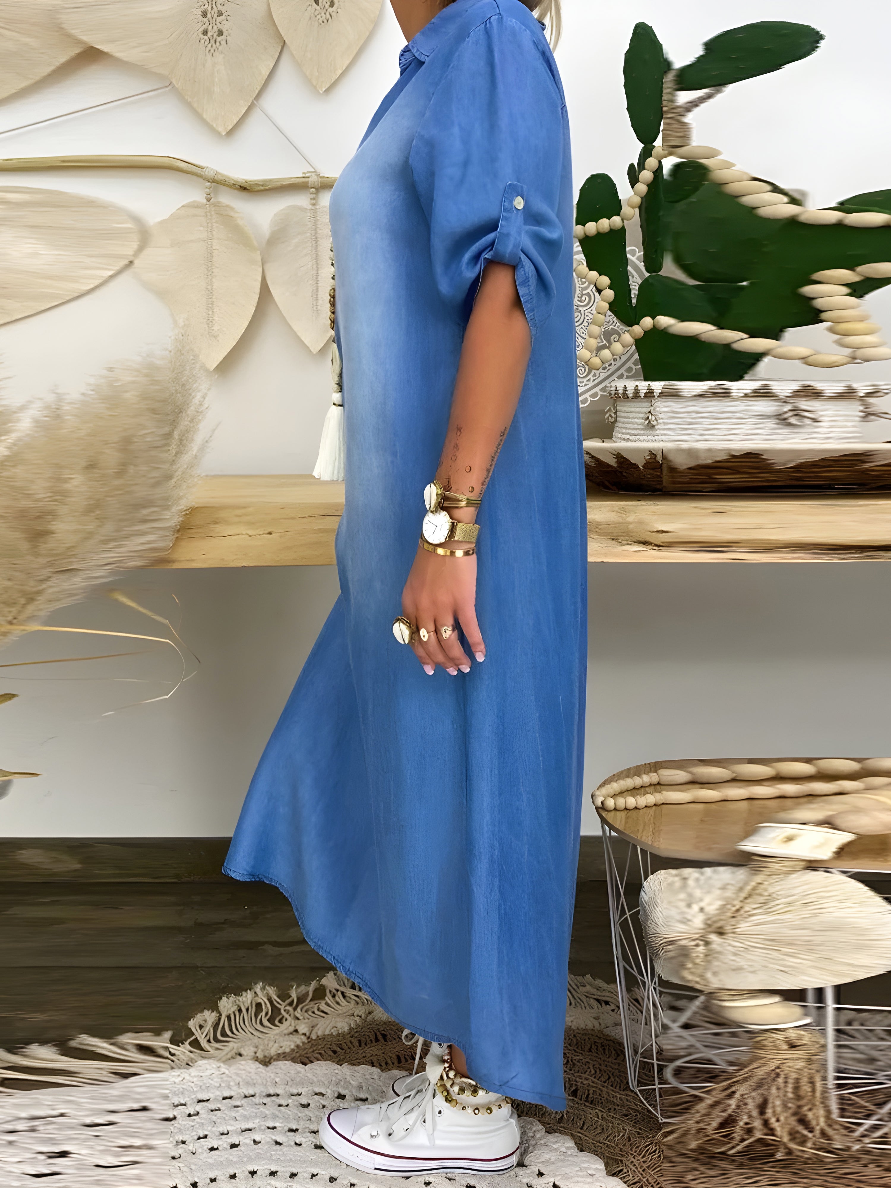 Chic Denim Maxi Dress