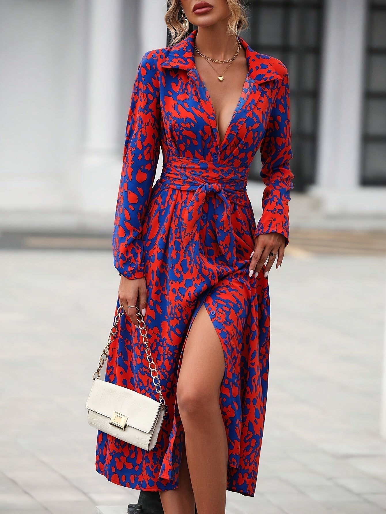 Geometric Print Shirt Dress
