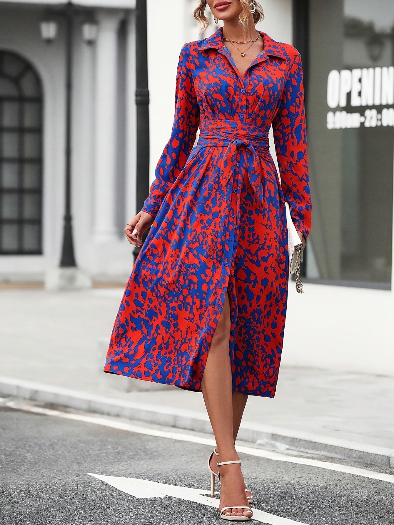 Geometric Print Shirt Dress