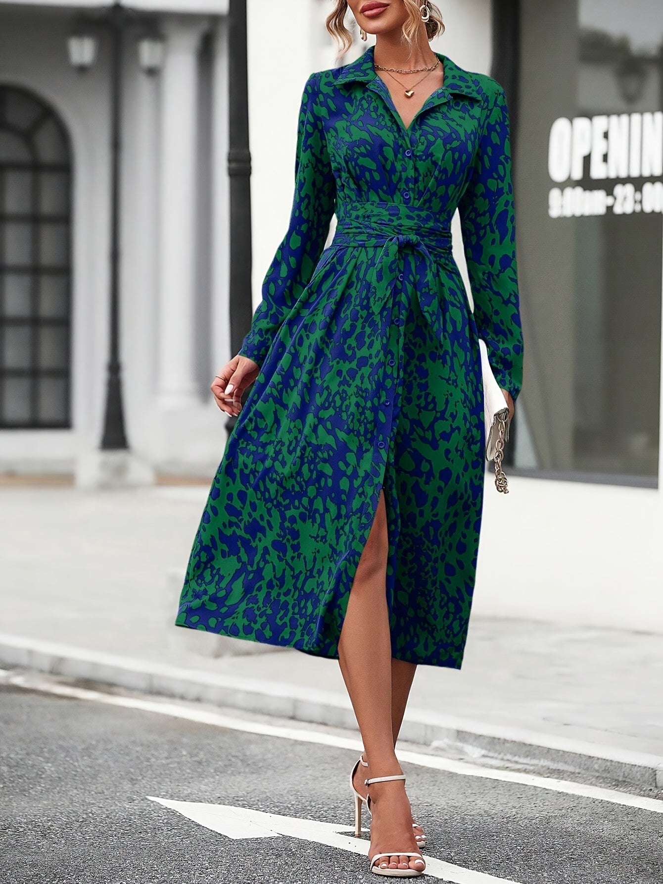 Geometric Print Shirt Dress