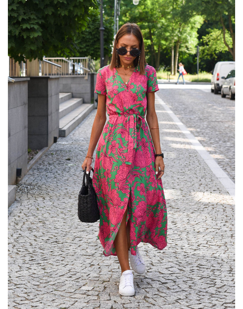 Stylish V-Neck Floral Dress