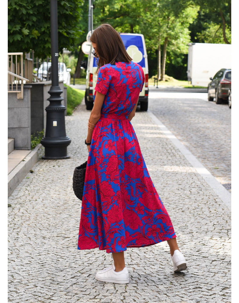 Stylish V-Neck Floral Dress