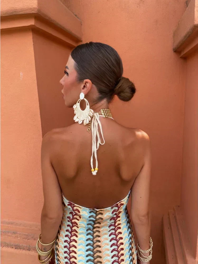 Backless V-Neck Maxi Dress
