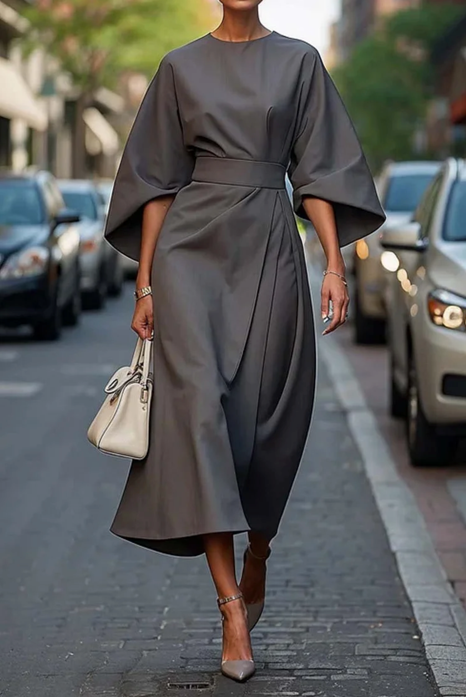 Elegant Lantern Sleeve Dress