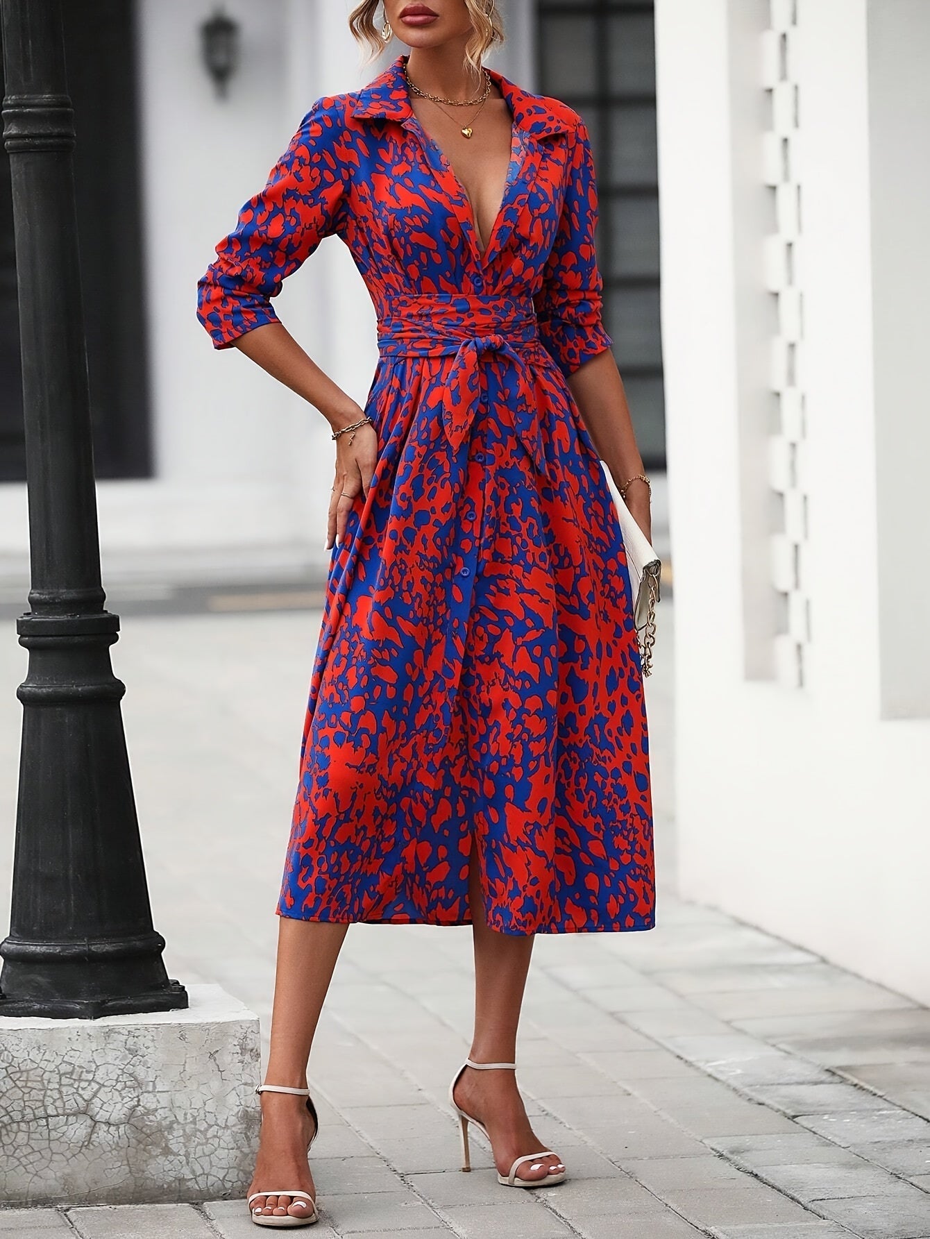 Geometric Print Shirt Dress