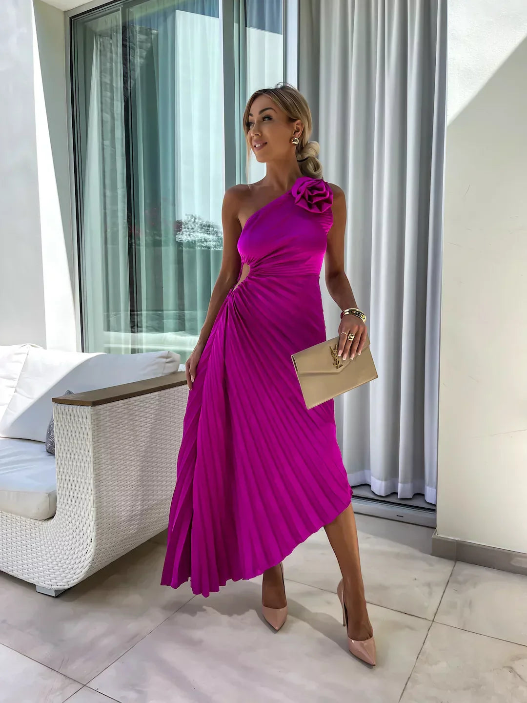 Floral One-Shoulder Maxi Dress