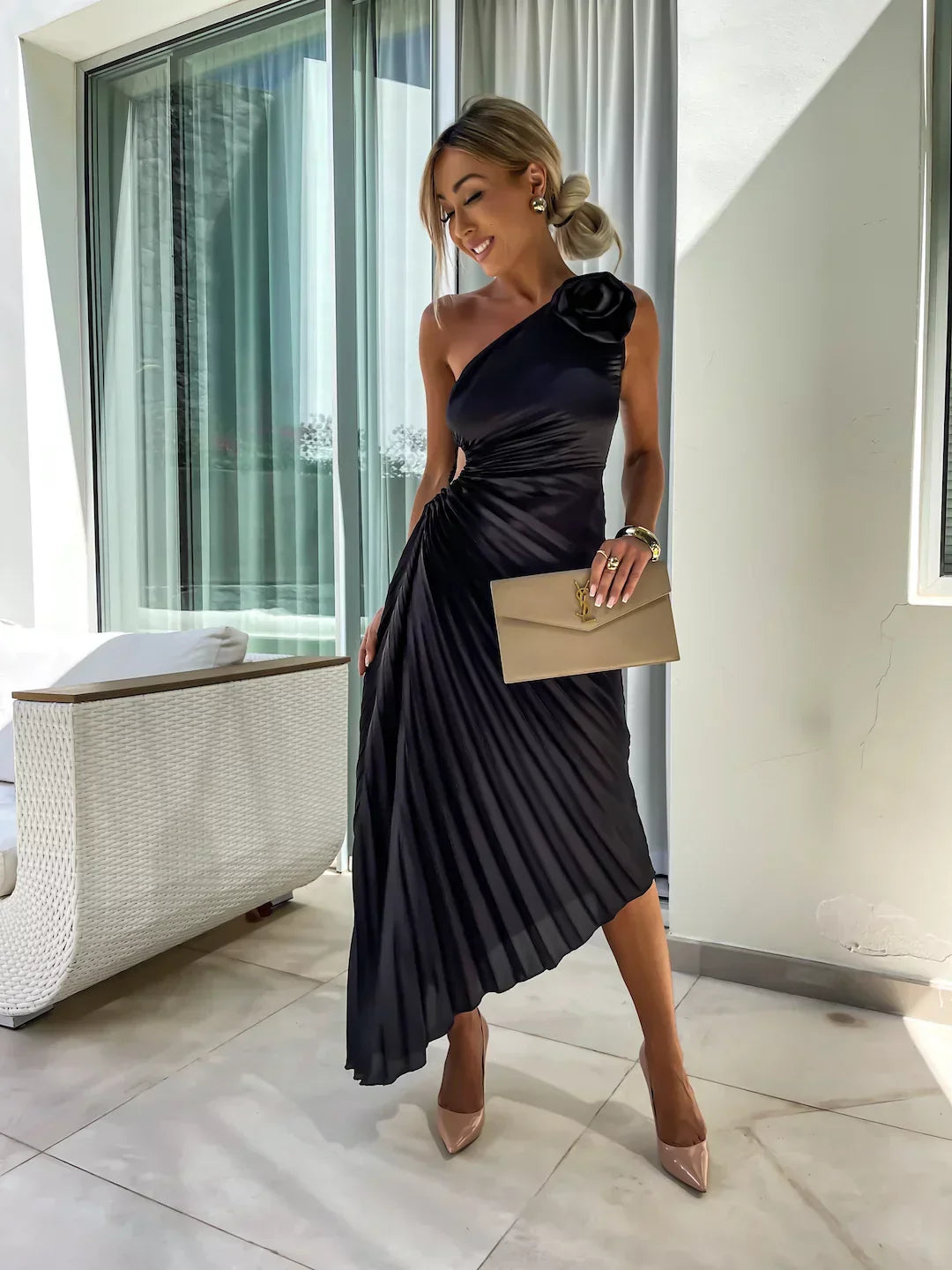 Floral One-Shoulder Maxi Dress
