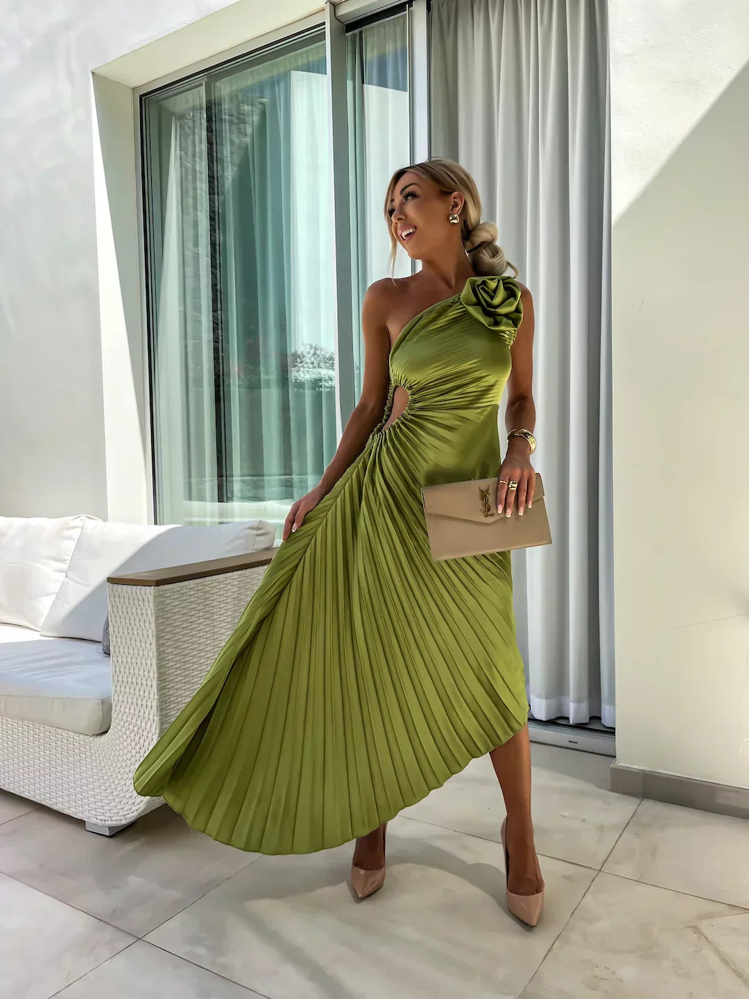 Floral One-Shoulder Maxi Dress