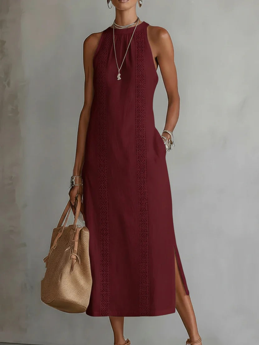 Bea | Sleeveless Lace Detail Midi Dress