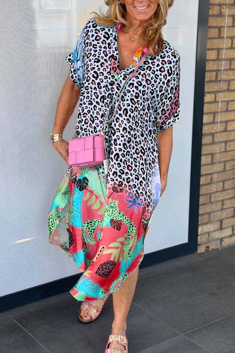 Relaxed Leopard Print Midi Dress
