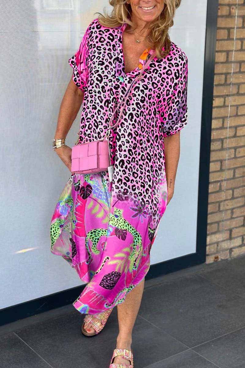 Relaxed Leopard Print Midi Dress