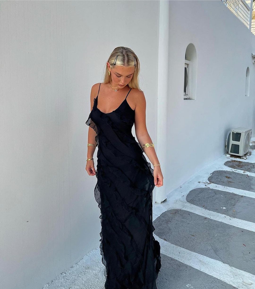 Ruffled Hem Maxi Dress