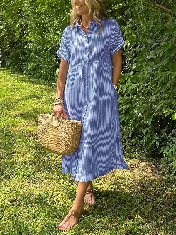 Classic Striped Shirt Dress