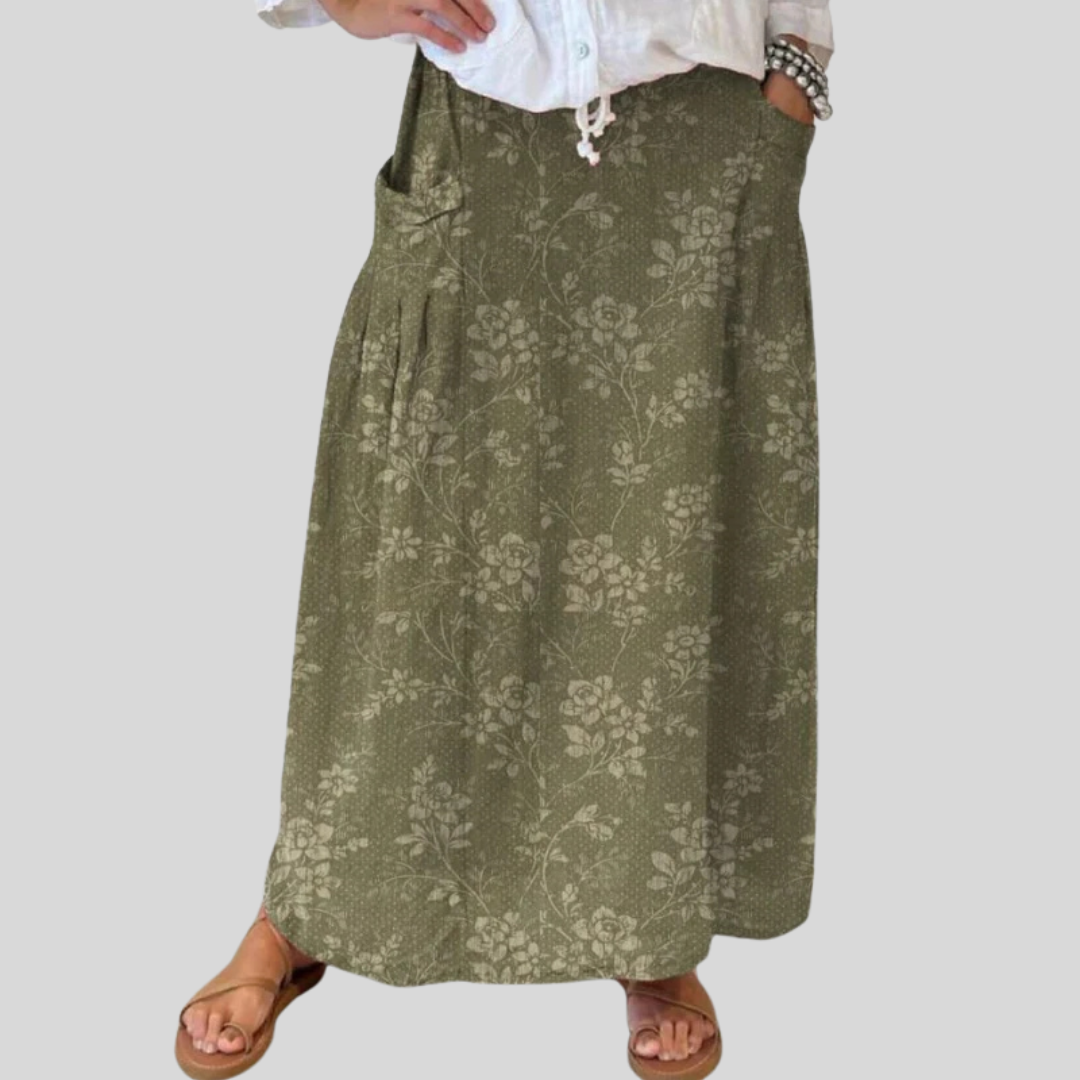 Princess | Vintage Floral Elastic waistband Pocket Skirt