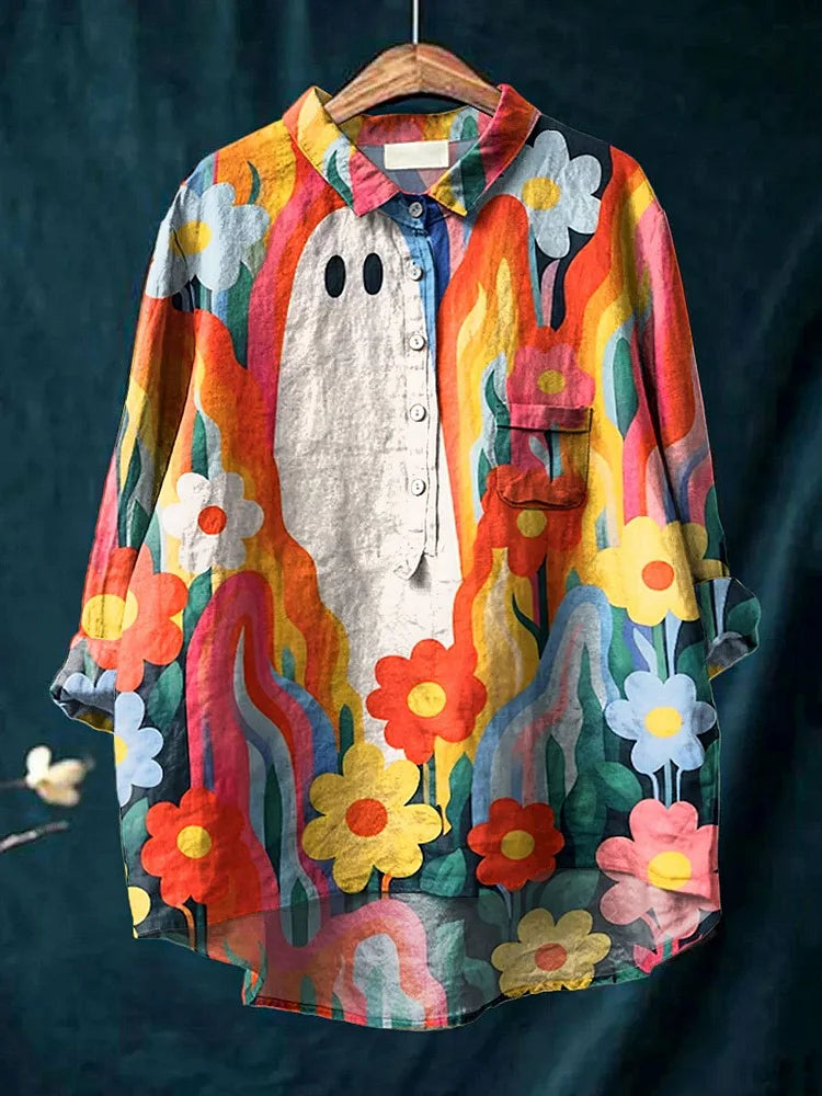 Mayla Plant Art Shirt | Artistic Long Sleeve Shirt