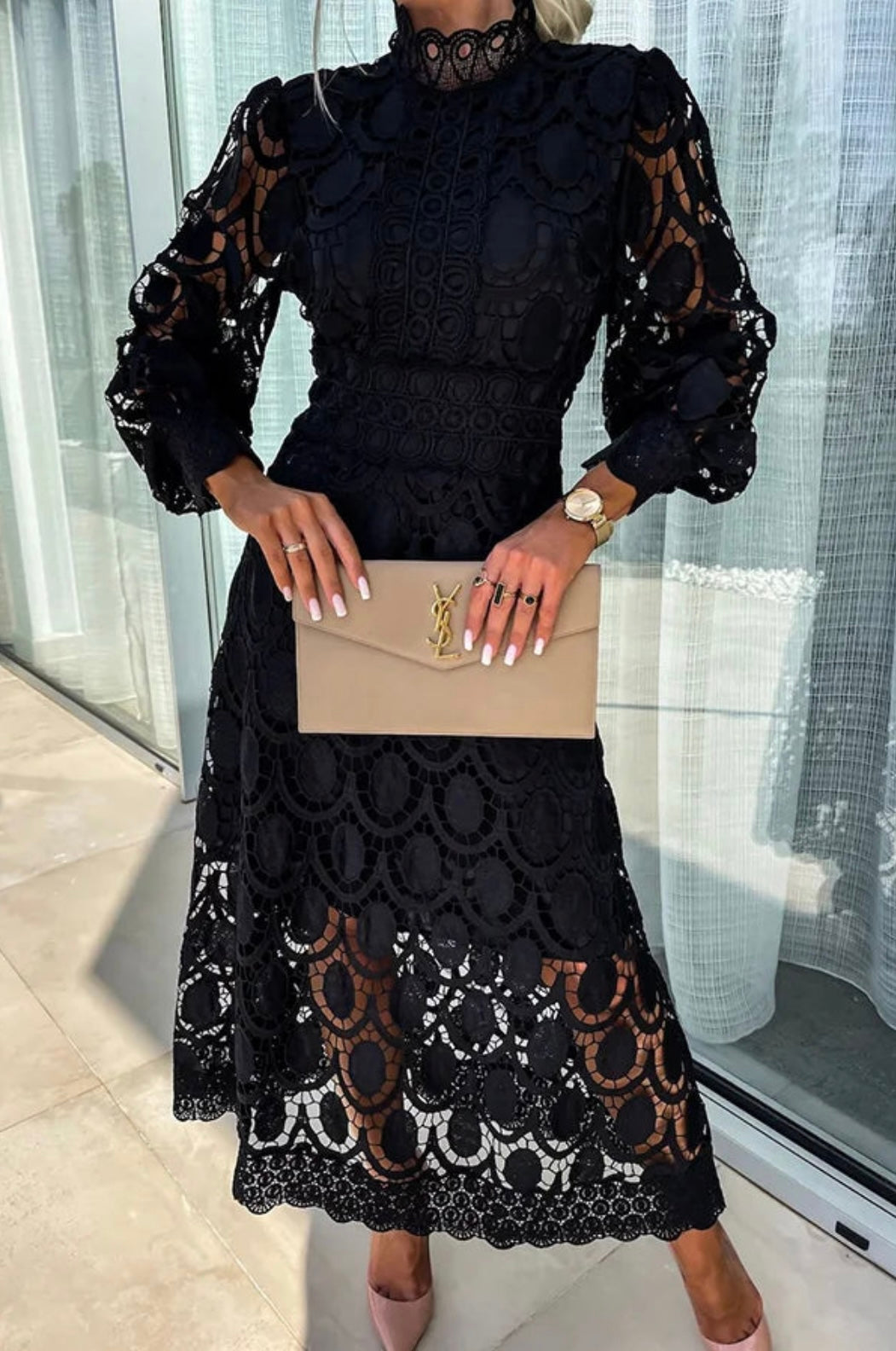 Elegant Lace Midi Dress