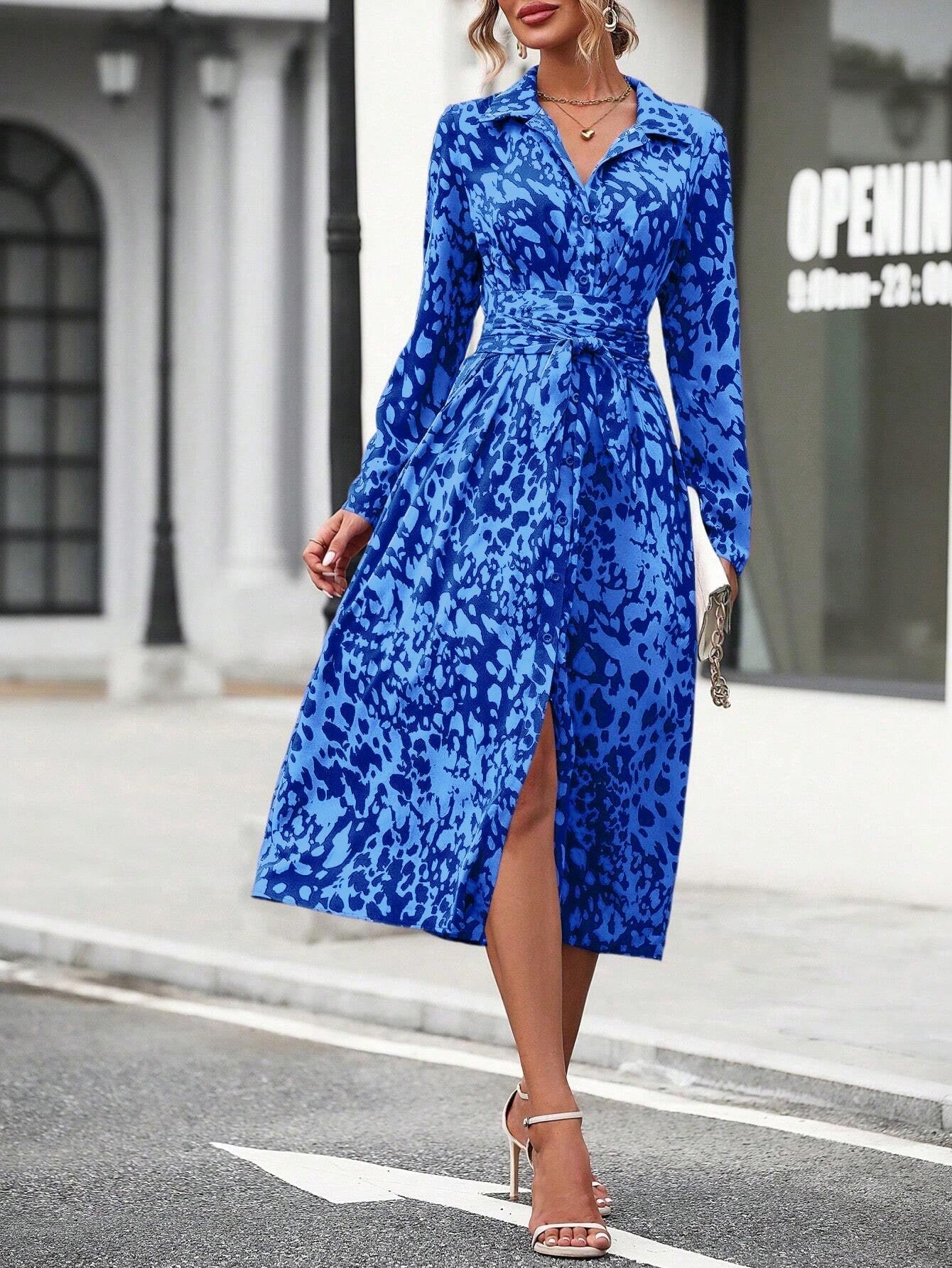 Geometric Print Shirt Dress
