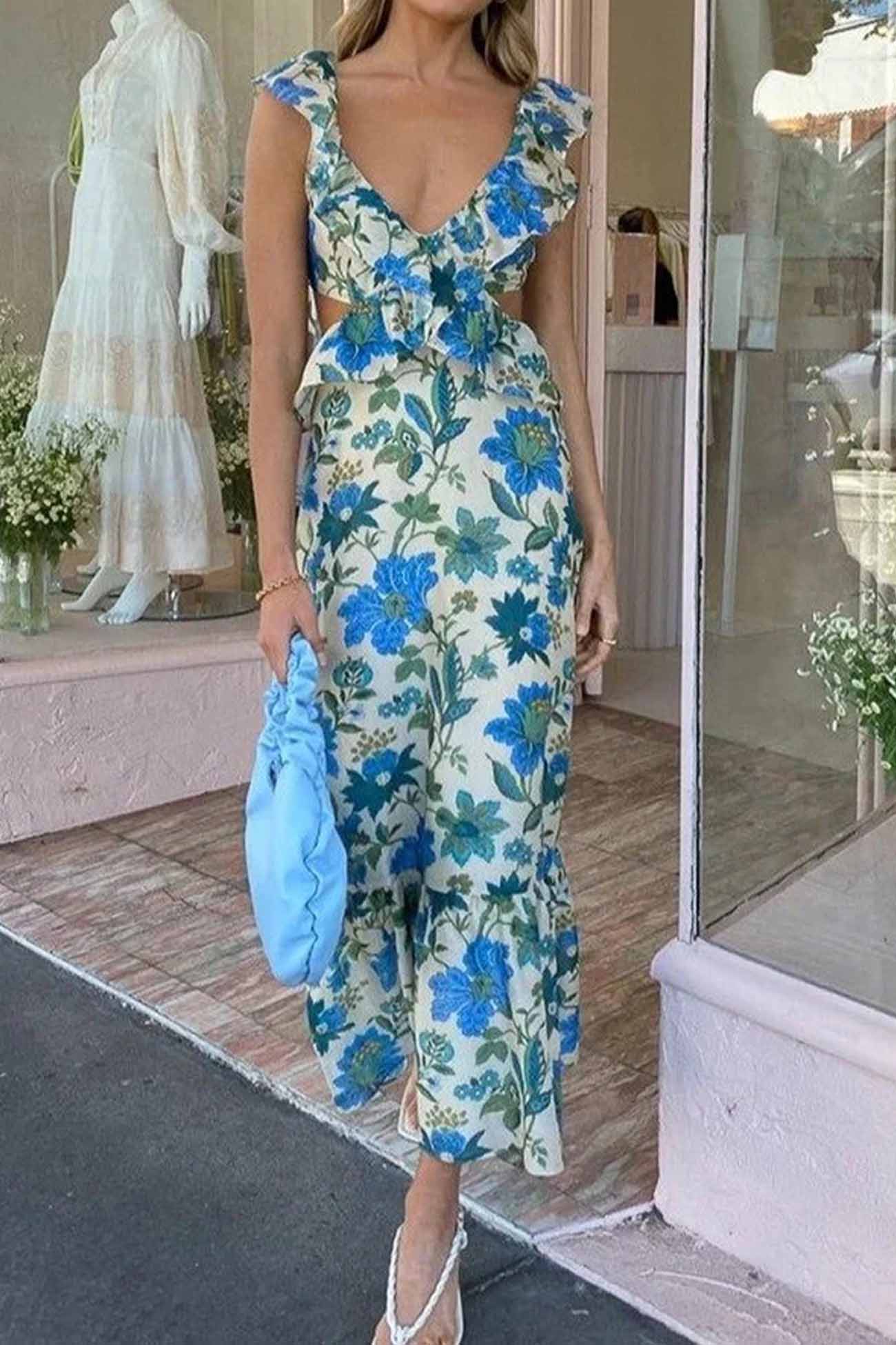 Floral Ruffle Midi Dress