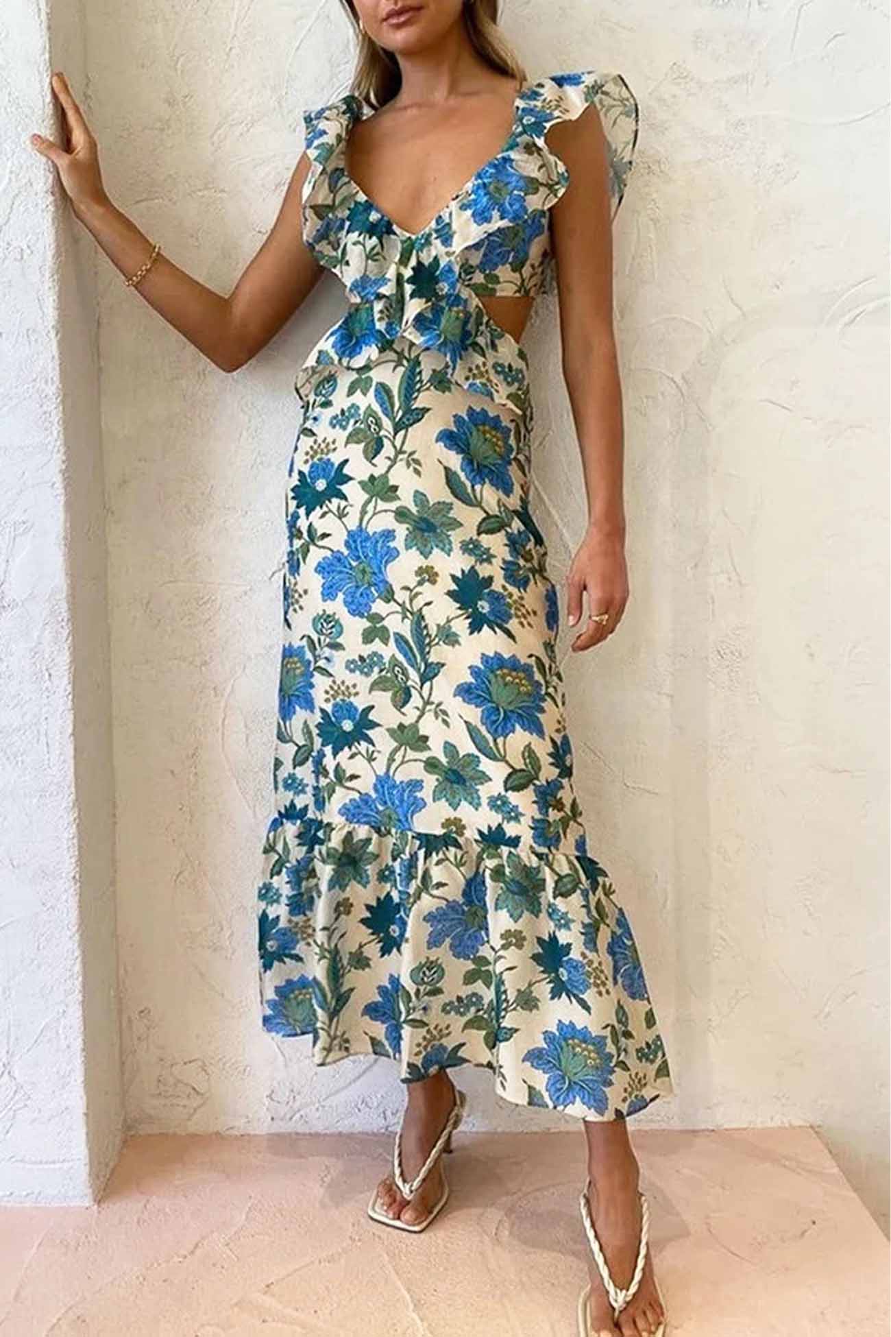 Floral Ruffle Midi Dress