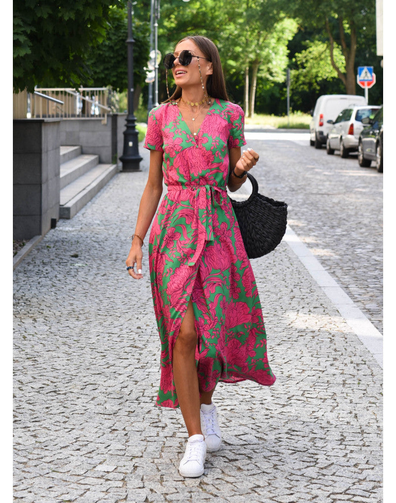 Stylish V-Neck Floral Dress