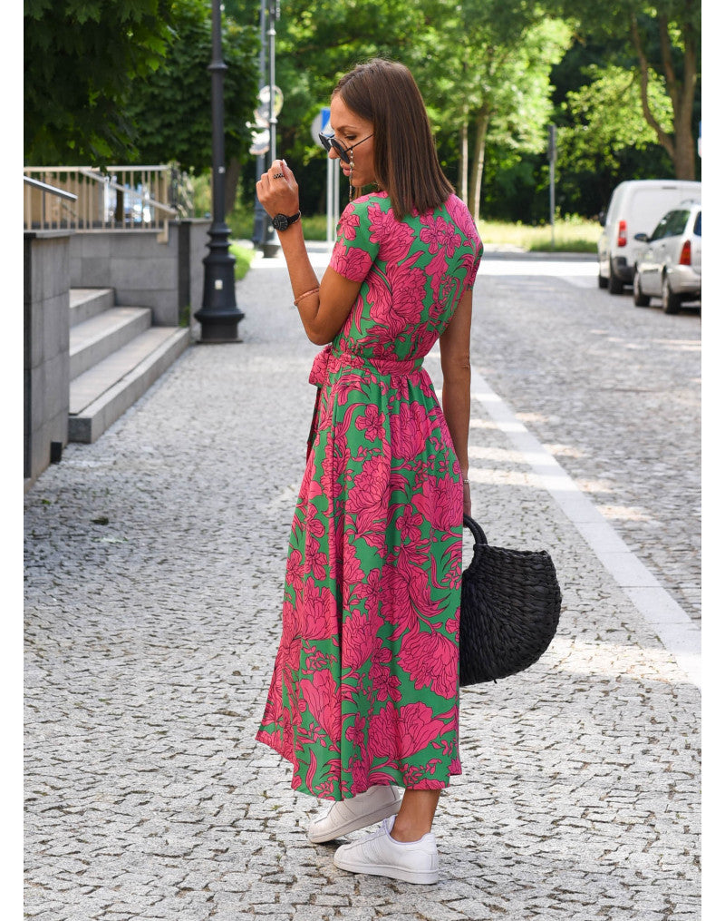 Stylish V-Neck Floral Dress
