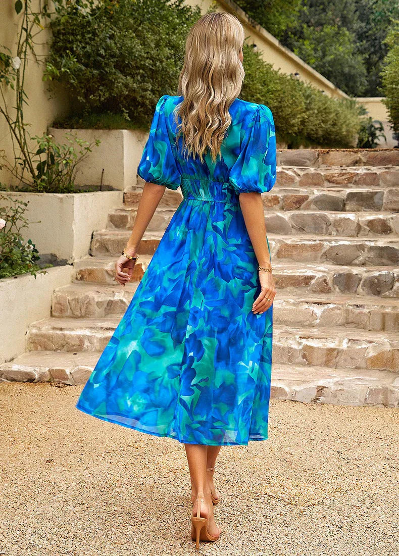 V-Neck Draped Elegance Dress