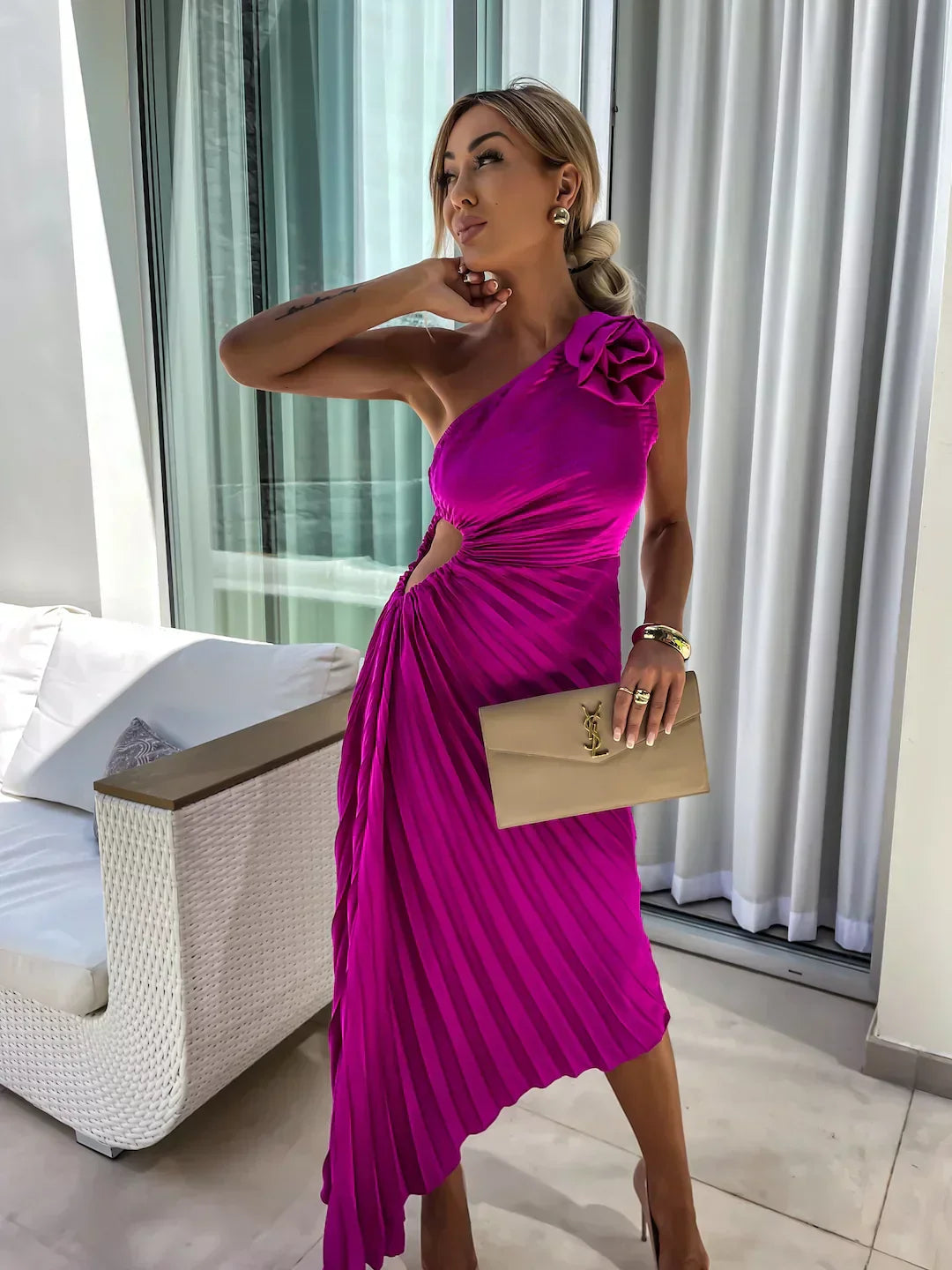 Floral One-Shoulder Maxi Dress