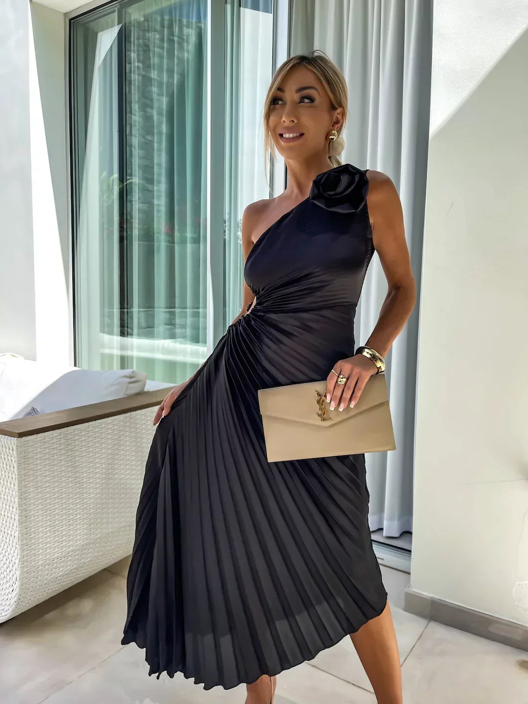 Floral One-Shoulder Maxi Dress