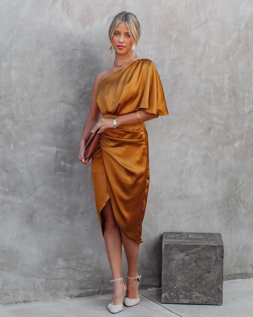 Elegant Satin Midi Dress