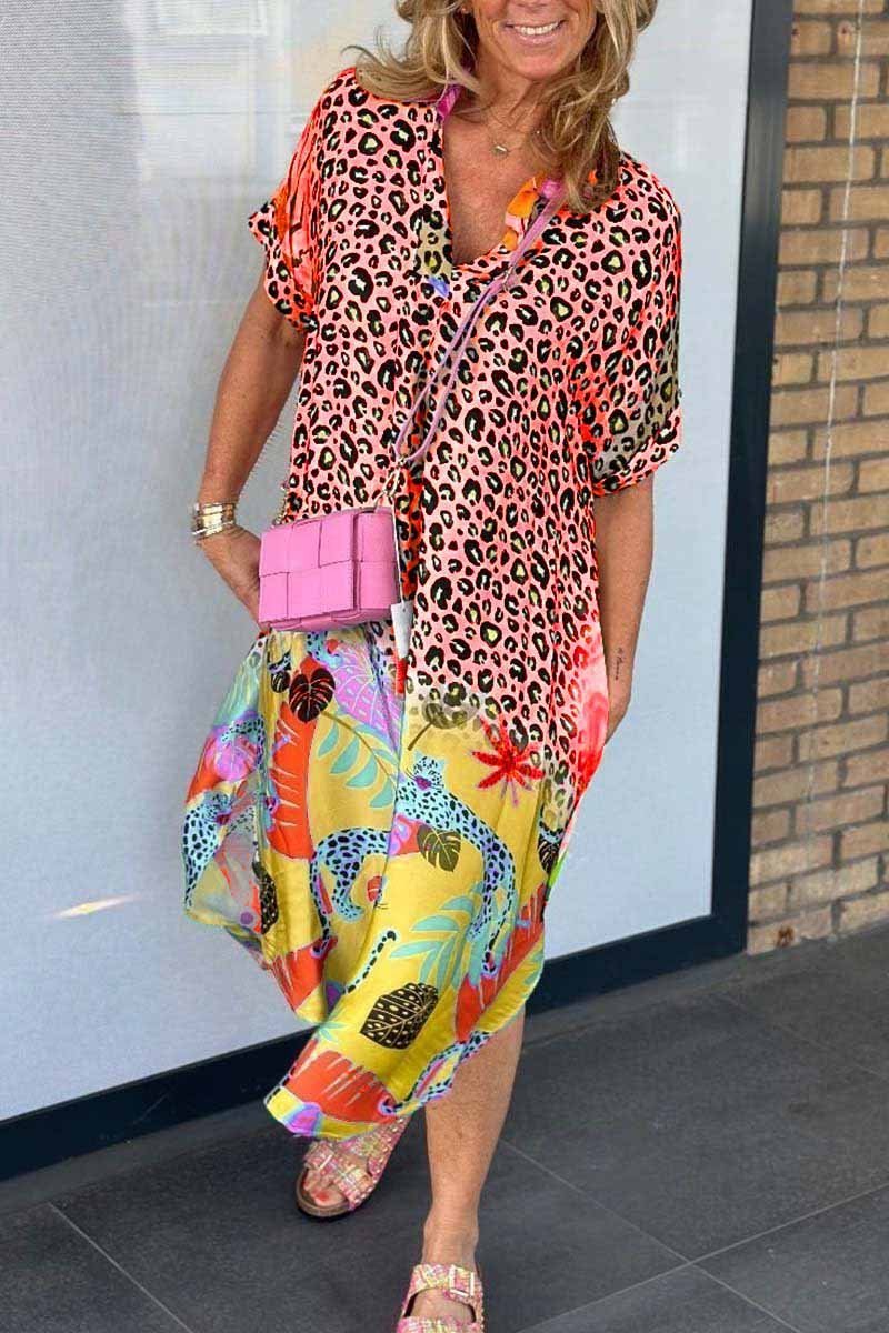 Relaxed Leopard Print Midi Dress