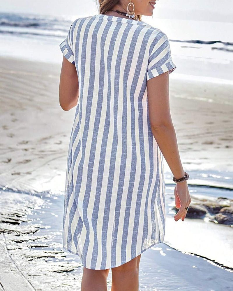Striped Casual Shirt Dress