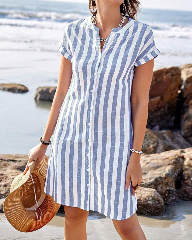 Striped Casual Shirt Dress