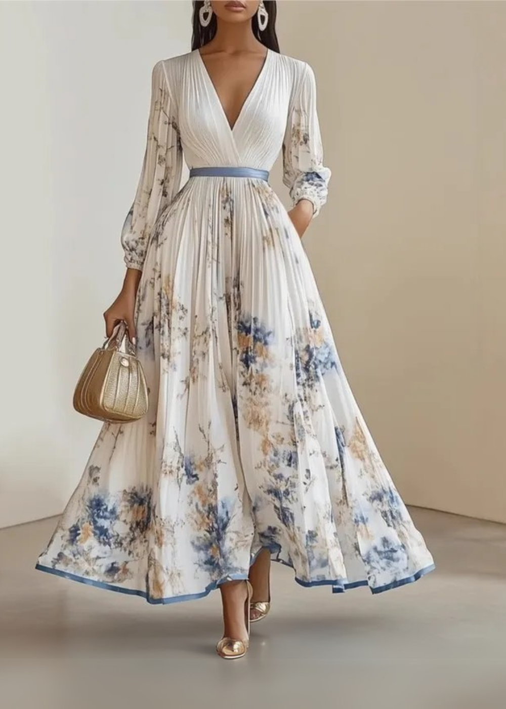 Timeless Pleated Floral Maxi Dress